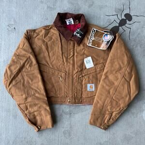 Vintage Y2K Carhartt cropped detroit style brown work wear jacket